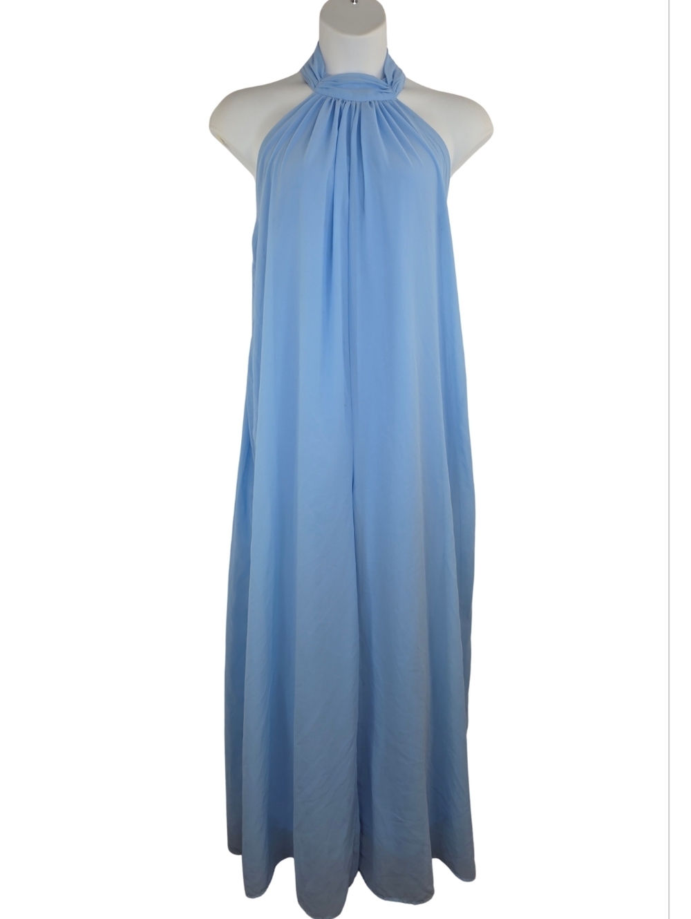 Halter Neck Wide-Leg XL Jumpsuit Dusty Blue 3522-AG - Picture 2 of 12